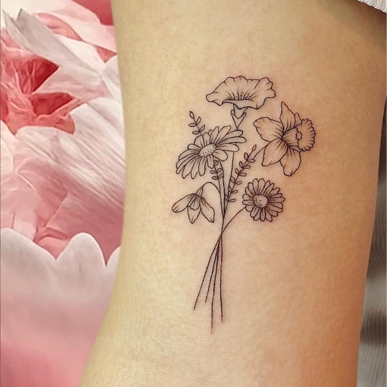 Geburtsblumen Birth Flowers Fine Line